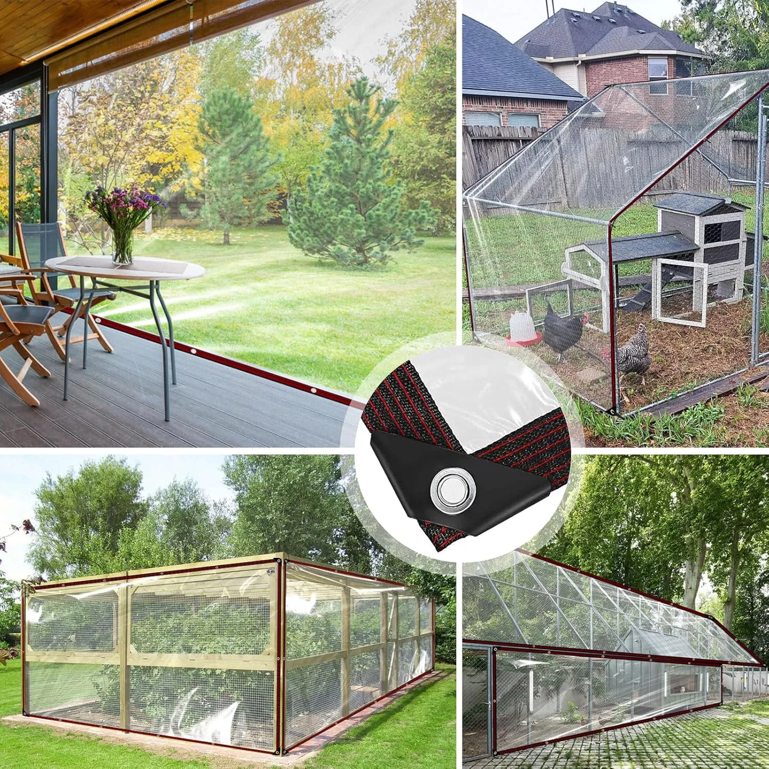 Clear Tarp - Waterproof tarp 8X10FT with Grommets,Clear Vinyl Tarps for Outdoor Porches Transparent Tarpaulin for Patio Enclosure Roofs Greenhouse Plant Chicken Coop Cover