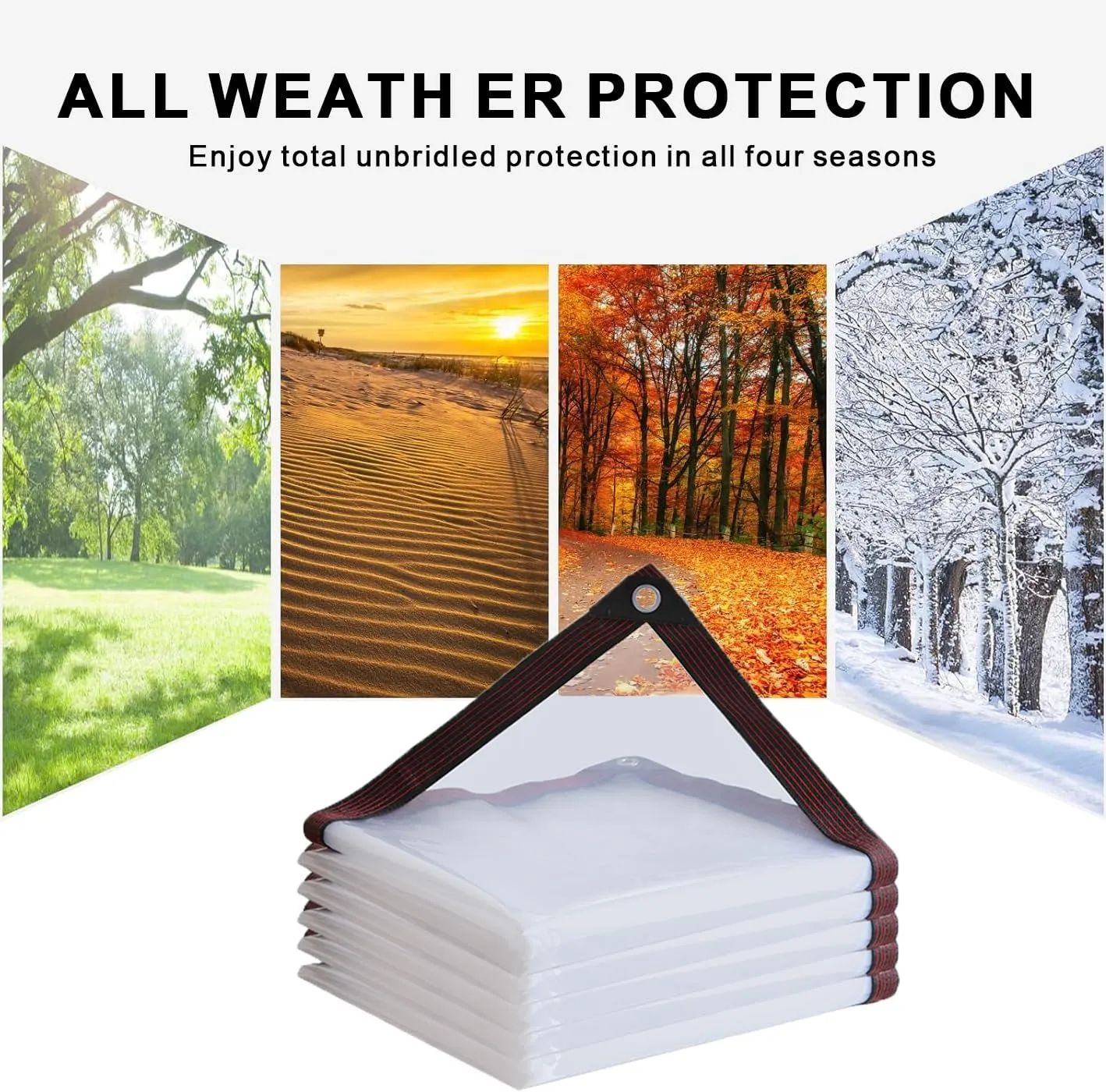Clear Tarp - Waterproof tarp 8X10FT with Grommets,Clear Vinyl Tarps for Outdoor Porches Transparent Tarpaulin for Patio Enclosure Roofs Greenhouse Plant Chicken Coop Cover