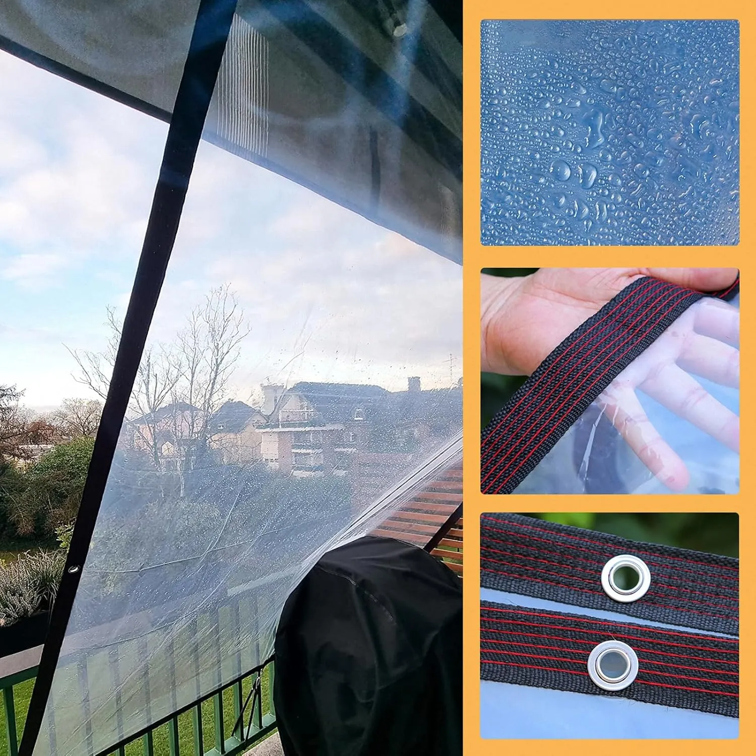 Clear Tarps Heavy Duty Waterproof 10x12 - Large Transparent Vinyl Patio Tarp with Grommets - Greenhouse Plastic Sheeting for Greenhouses Henhouses Porches Camping
