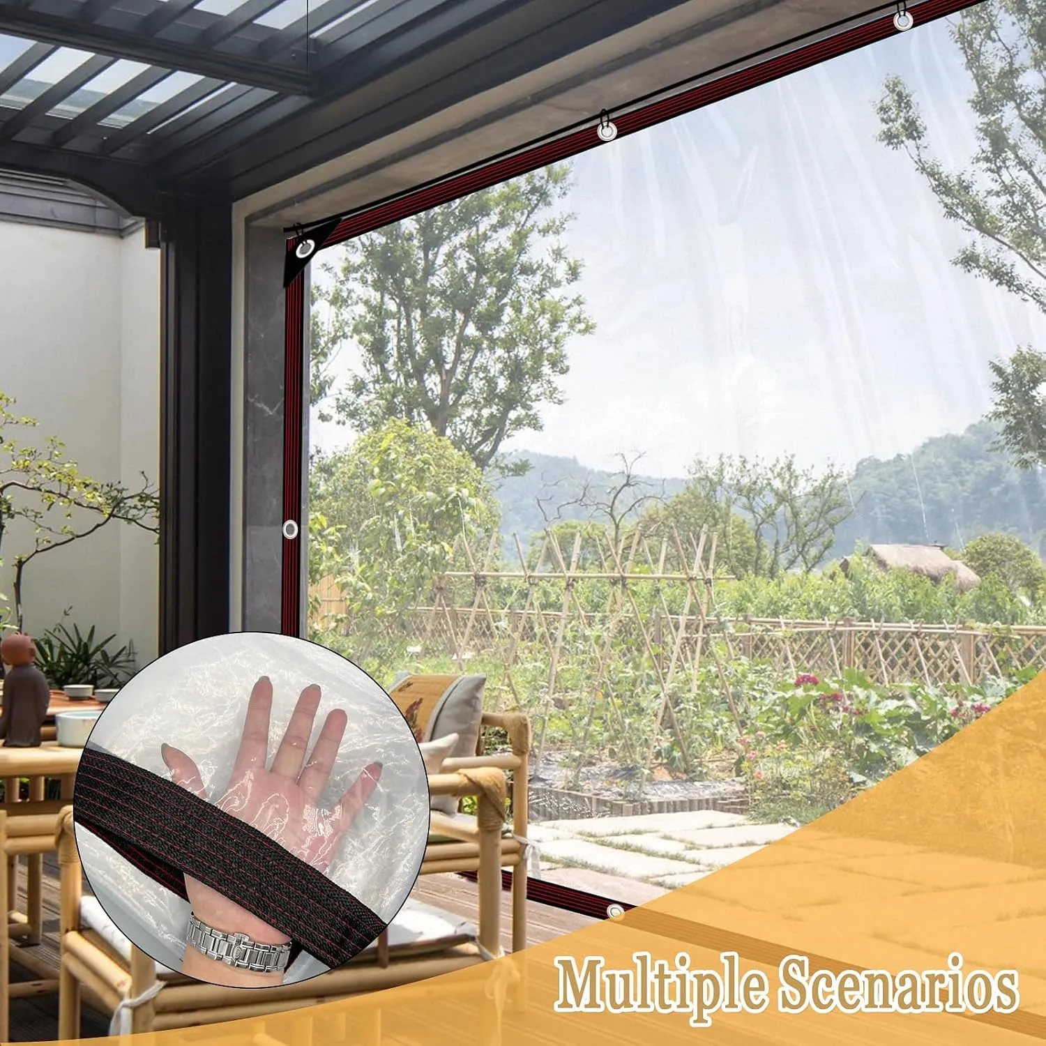 Clear Tarps Heavy Duty Waterproof 10x12 - Large Transparent Vinyl Patio Tarp with Grommets - Greenhouse Plastic Sheeting for Greenhouses Henhouses Porches Camping