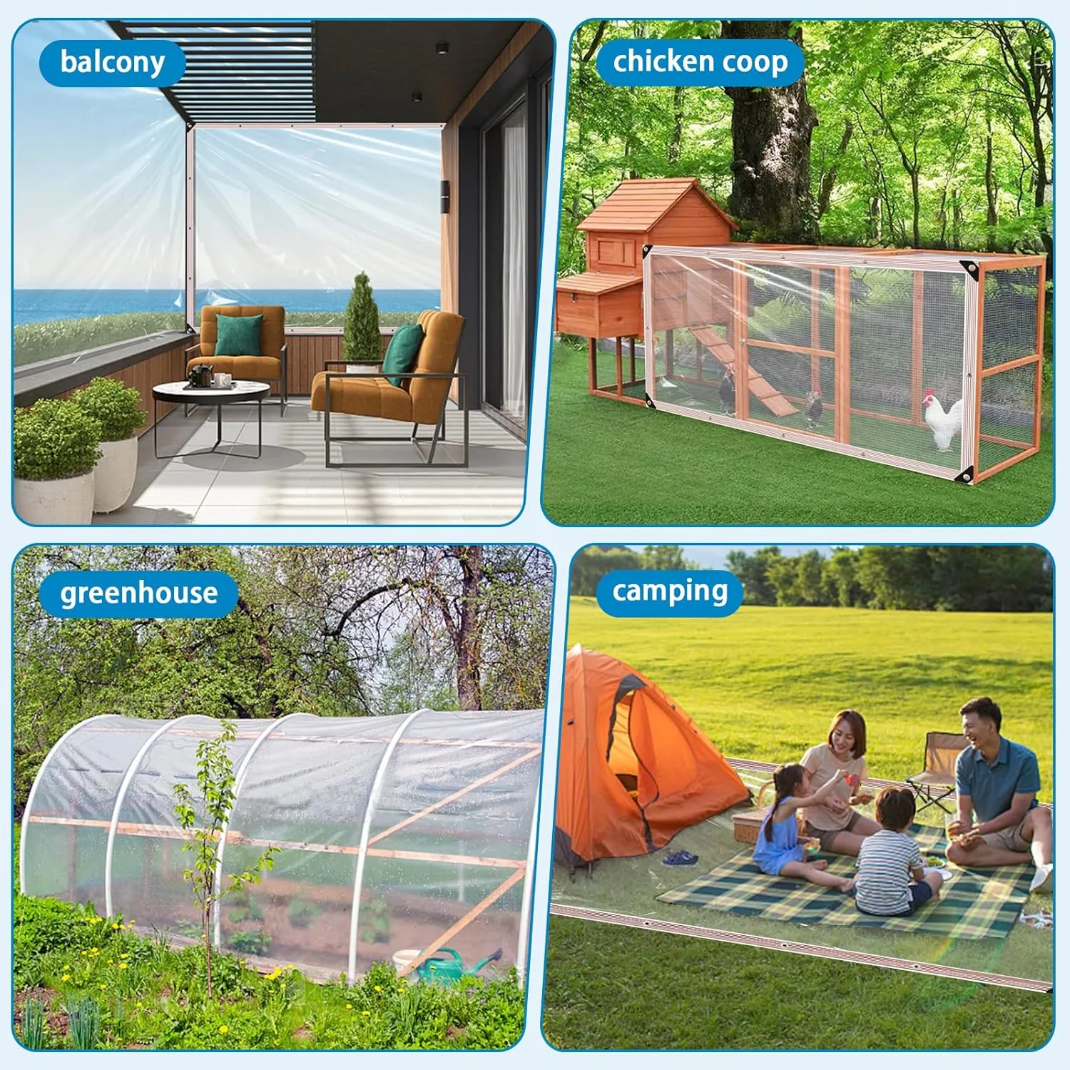 Clear Tarps Heavy Duty Waterproof 5x7,Clear Plastic Tarp with Grommets,Transparent PVC Vinyl Tarpaulin for Outdoor,Plant,Garden,Chicken Coop,Patio,Cat Litter