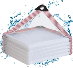 Clear Tarps Heavy Duty Waterproof 5x7,Clear Plastic Tarp with Grommets,Transparent PVC Vinyl Tarpaulin for Outdoor,Plant,Garden,Chicken Coop,Patio,Cat Litter