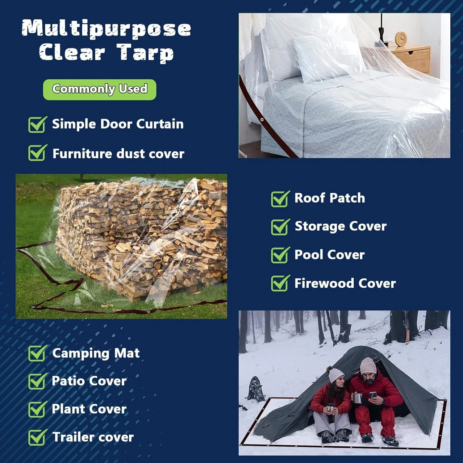 Clear Tarps Waterproof 5X7 with Grommets Clear Vinyl Tarp Heavy Duty Outdoor Clear Plastic Tarp Clear PVC Tarp Covering for Patio Henhouse Porch Canopy Plant Camping