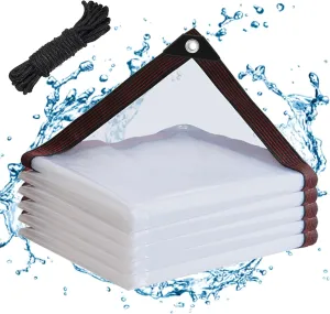 Clear Tarps Waterproof 5X7 with Grommets Clear Vinyl Tarp Heavy Duty Outdoor Clear Plastic Tarp Clear PVC Tarp Covering for Patio Henhouse Porch Canopy Plant Camping