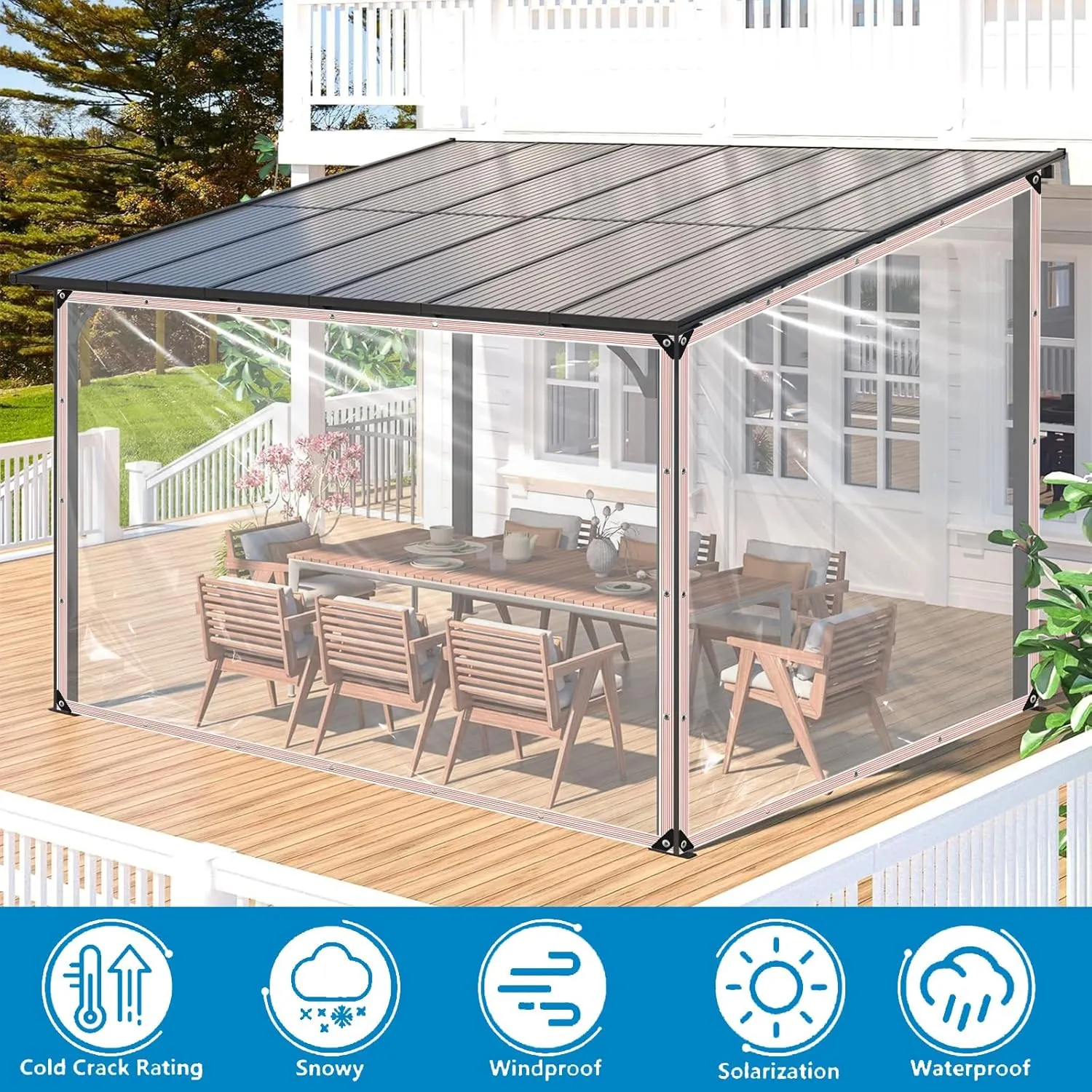 Clear Waterproof Tarp with Grommets 10x10ft,Heavy Duty Clear Vinyl Plastic Tarps for Winter Outdoor,Transparent Tarpaulin PVC Tarps Covering for Patio Henhouse Porch Canopy Plant Camping
