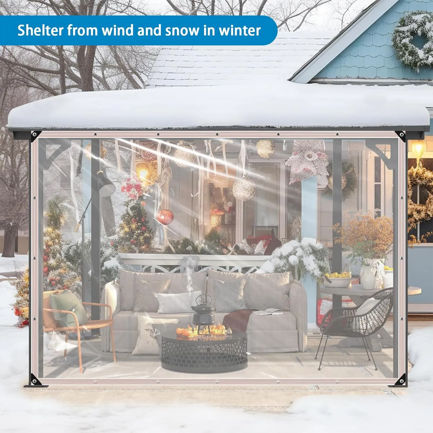 Clear Waterproof Tarp with Grommets 10x10ft,Heavy Duty Clear Vinyl Plastic Tarps for Winter Outdoor,Transparent Tarpaulin PVC Tarps Covering for Patio Henhouse Porch Canopy Plant Camping
