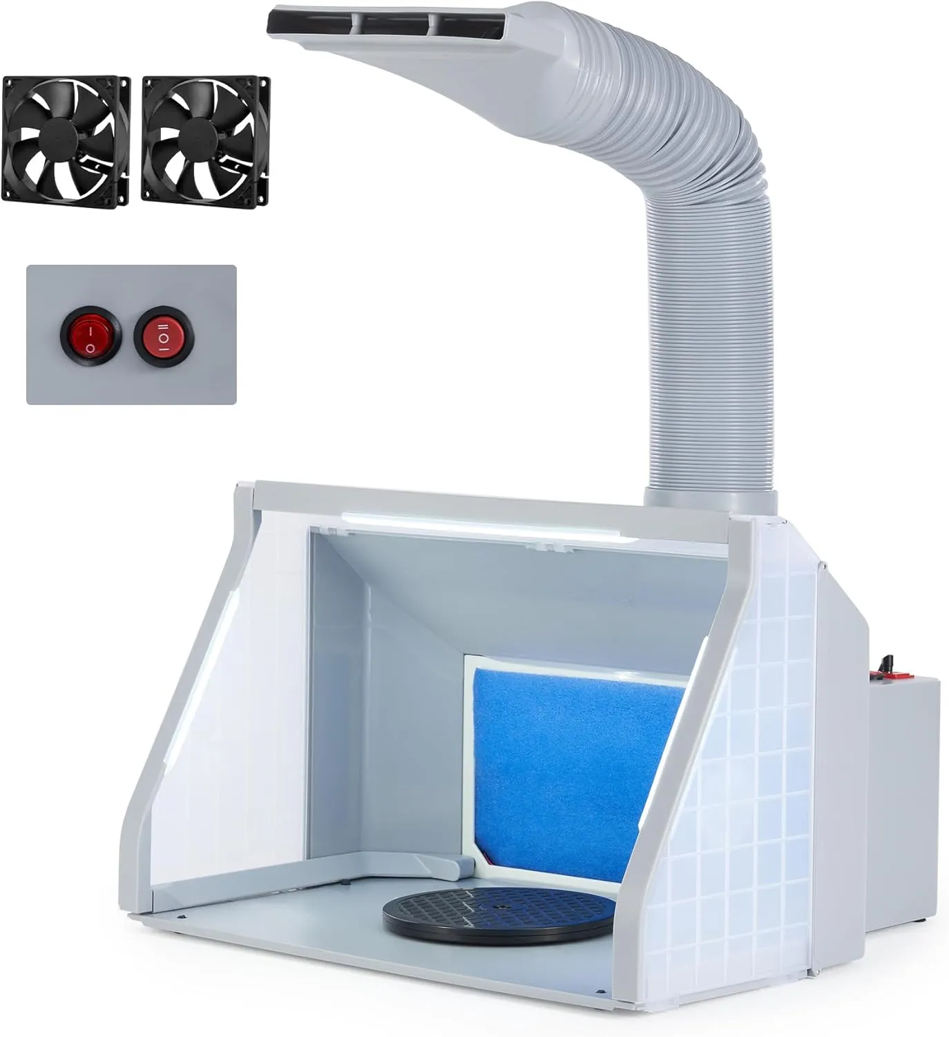 CO-Z Airbrush Spray Booth with Dual Fans, Portable Paint Spray Booth for Airbrushing with 2-Speed Fan & Separate Light Swich, 3 LED Lights and Exhaust Hose, Hobby Spray Booth for Painting Model Craft