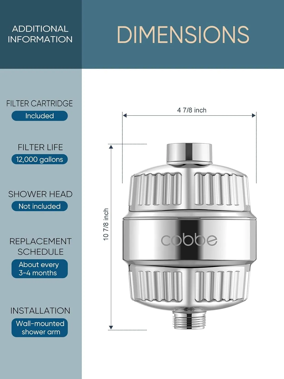 Cobbe HD HEAVY DUTY High Output Shower Filter 2 Pack – 99% REMOVAL Shower Head Filter for Hard Water, Heavy Metals, Chlorine and Harmful Substance, Improve your skin and hair - Chrome