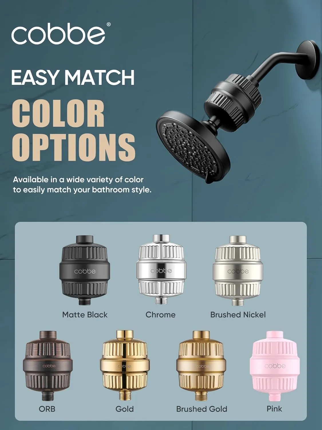 Cobbe HD HEAVY DUTY High Output Shower Filter 2 Pack – 99% REMOVAL Shower Head Filter for Hard Water, Heavy Metals, Chlorine and Harmful Substance, Improve your skin and hair - Chrome