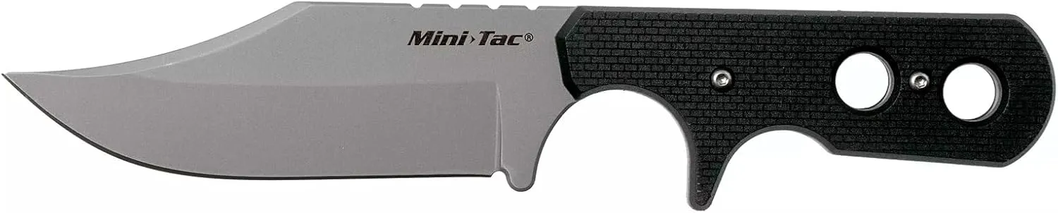 Cold Steel Mini Tac Bowie 3-5/8" Lightweight Durable 8Cr13MoV Stainless Steel Fixed Blade Clip Point Outdoor Hunting Utility Knife, Griv-Ex Handle, Secure-Ex Sheath - Blister