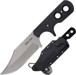 Cold Steel Mini Tac Bowie 3-5/8" Lightweight Durable 8Cr13MoV Stainless Steel Fixed Blade Clip Point Outdoor Hunting Utility Knife, Griv-Ex Handle, Secure-Ex Sheath - Blister