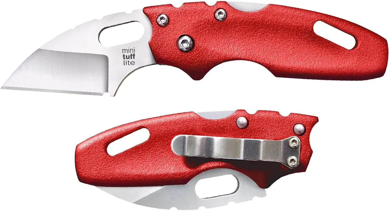 COLD STEEL Mini Tuff Lite 2" 4034SS Sheepsfoot Razor-Sharp Blade 3" Griv-Ex Handle Everyday Carry Pocket Folding Knife w/Tri-Ad Lock