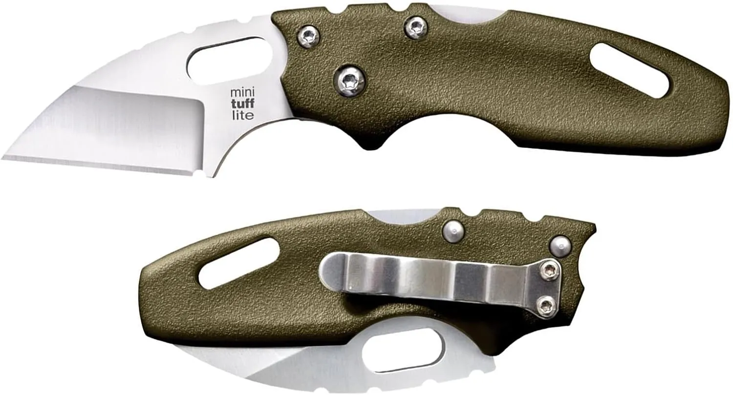 COLD STEEL Mini Tuff Lite 2" 4034SS Sheepsfoot Razor-Sharp Blade 3" Griv-Ex Handle Everyday Carry Pocket Folding Knife w/Tri-Ad Lock
