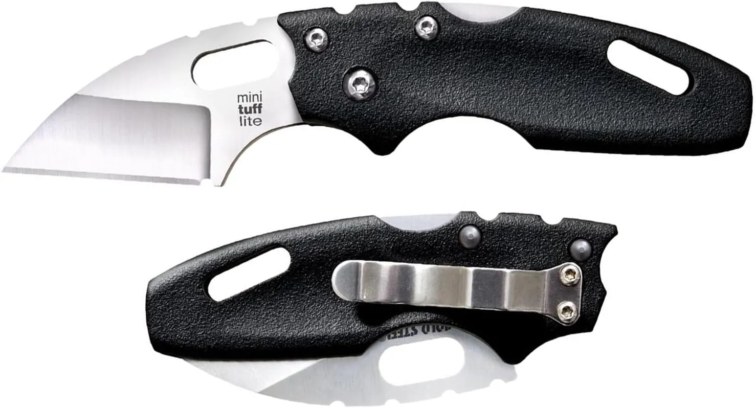 COLD STEEL Mini Tuff Lite 2" 4034SS Sheepsfoot Razor-Sharp Blade 3" Griv-Ex Handle Everyday Carry Pocket Folding Knife w/Tri-Ad Lock