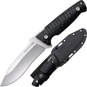 COLD STEEL Razor Tek 5" 4116 Stainless Steel Recurve Fixed Blade EDC Outdoor Camping Hunting Utility Knife, 4 5/8" Ergonomic Textured Handle, Weather-Resistant Secure-Ex Sheath