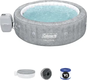 Coleman SaluSpa Sicily AirJet 7 Person Inflatable Hot Tub Round Portable Outdoor Spa with 180 Soothing AirJets and Insulated Cover, Gray