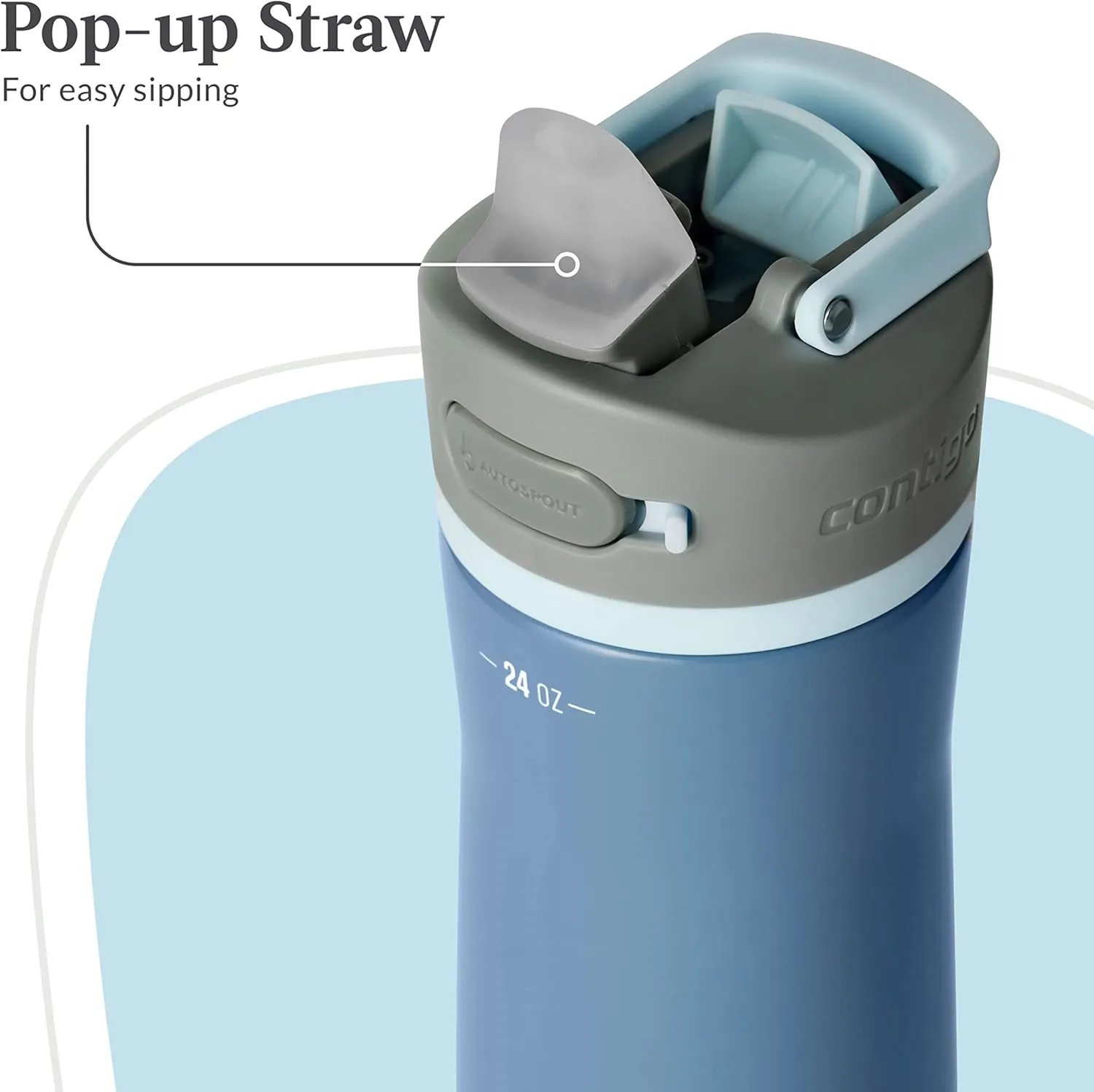 Contigo Wells Chill Stainless Steel Filter Water Bottle with AUTOSPOUT Straw Lid, 24 Oz., Dark Ice