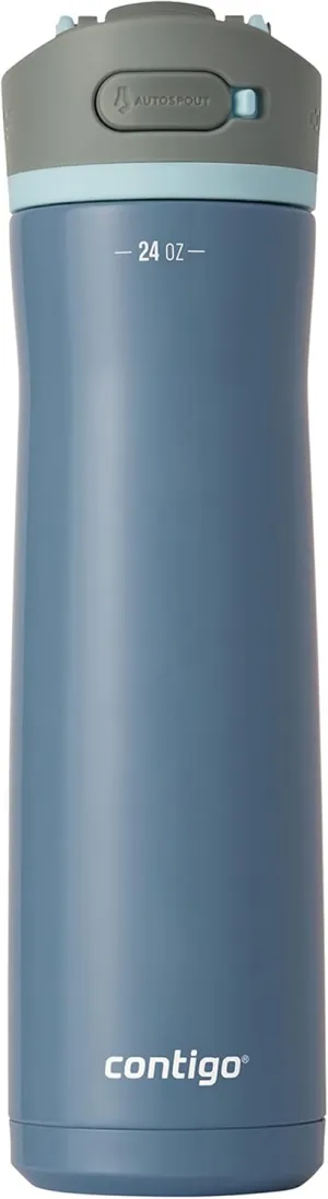 Contigo Wells Chill Stainless Steel Filter Water Bottle with AUTOSPOUT Straw Lid, 24 Oz., Dark Ice