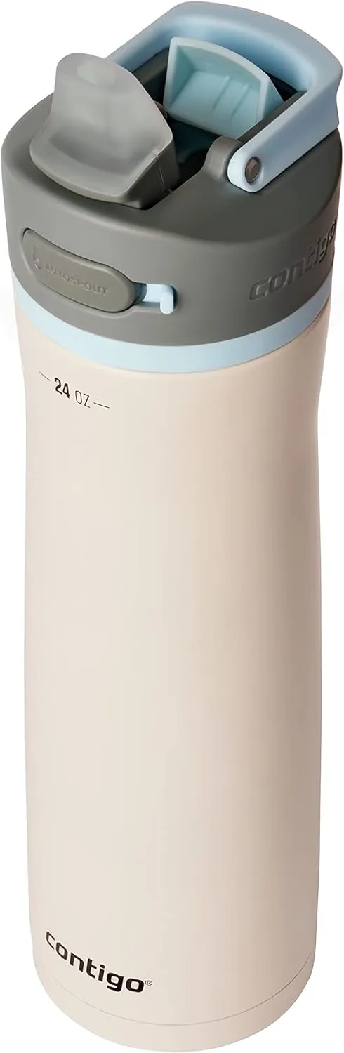 Contigo Wells Chill Stainless Steel Filter Water Bottle with AUTOSPOUT Straw Lid, 24 Oz., Salt