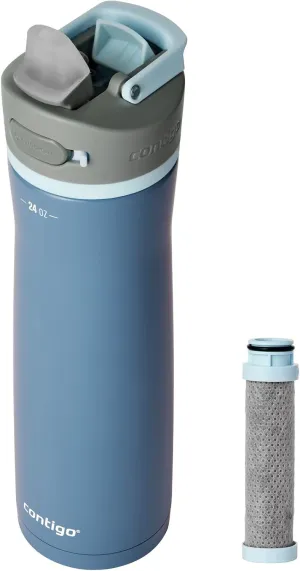 Contigo Wells Chill Stainless Steel Filter Water Bottle with AUTOSPOUT Straw Lid and Replacement Filter, 24 Oz. [color]