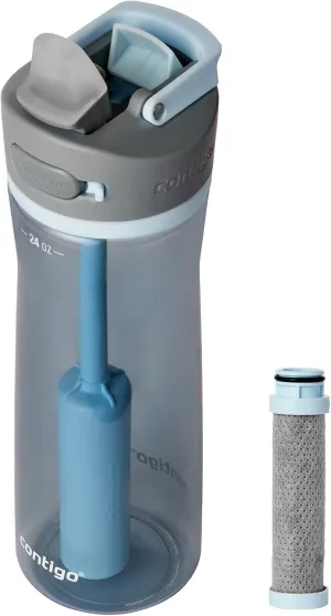 Contigo Wells Plastic Filter Water Bottle AUTOSPOUT, 24 Oz, Dark Ice