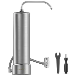 Countertop Water Filter System,Stainless Steel 8000 Gallons Faucet Water Filter, Reduces 99.99% Lead, Chlorine, Heavy Metals, Bad Taste & Odor CF01 (1 Filter)