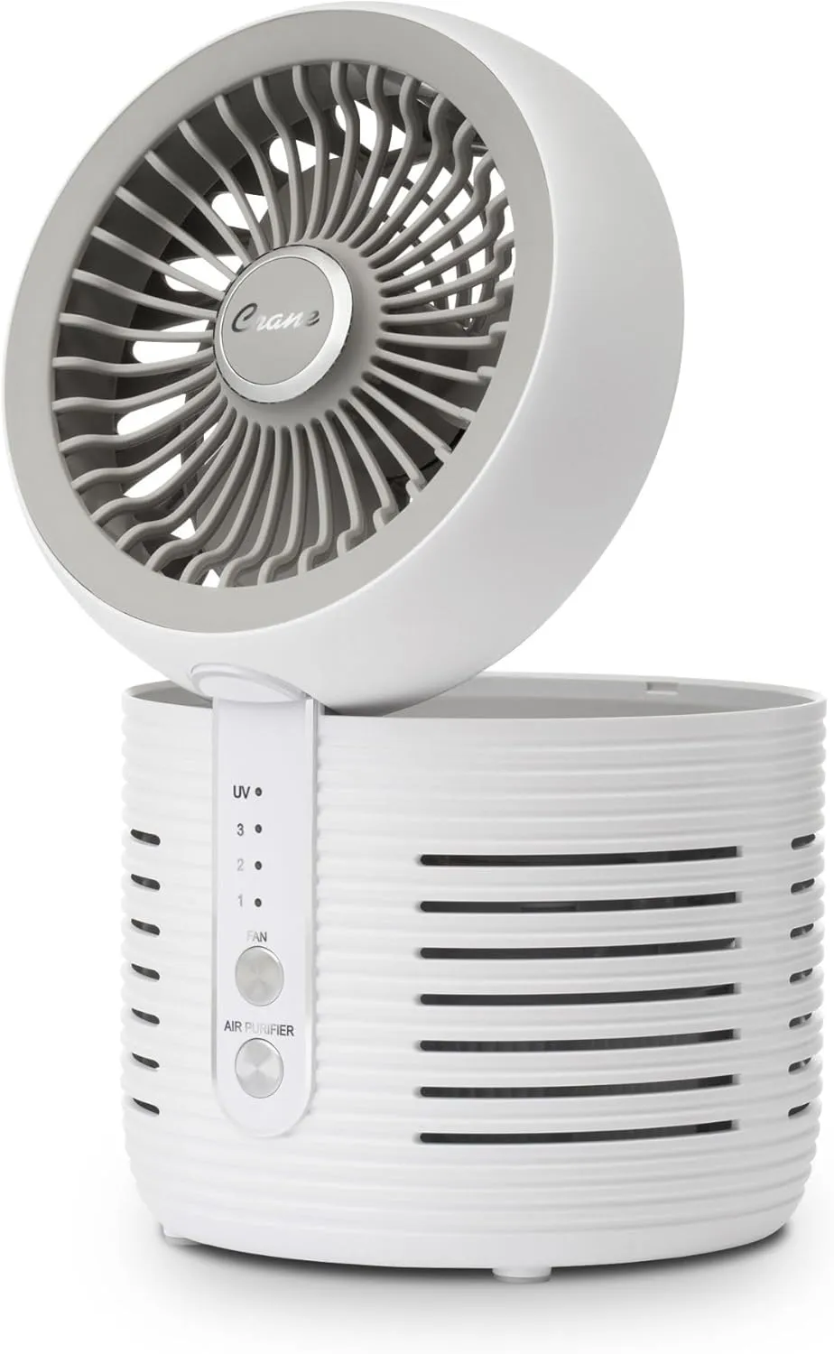 Crane 2-in-1 Air Purifier and Desk Fan, Fan and Air Purifier Combo, Ideal Office Desk Fan, Night Stand Fan, or Mini Fan For Dorm, Small Bedroom Fan, Small HEPA Air Purifier, Small Fan For Desk