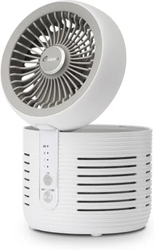 Crane 2-in-1 Air Purifier and Desk Fan, Fan and Air Purifier Combo, Ideal Office Desk Fan, Night Stand Fan, or Mini Fan For Dorm, Small Bedroom Fan, Small HEPA Air Purifier, Small Fan For Desk
