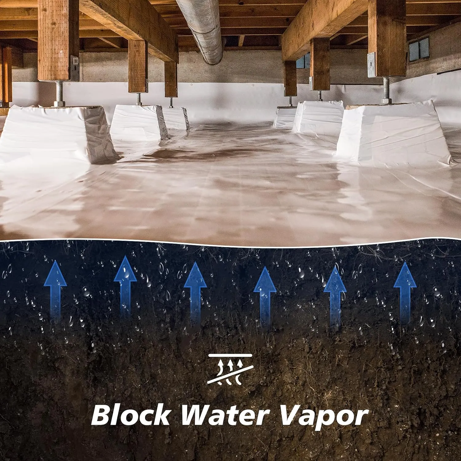 Crawl Space Vapor Barrier - 10 mil (10' x 50'), Thick Plastic sheeting, Drop Cloth Moisture Barrier Covering for Crawl Space Encapsulation, Heavy Duty Polyethylene Film, Black and White Panda Film