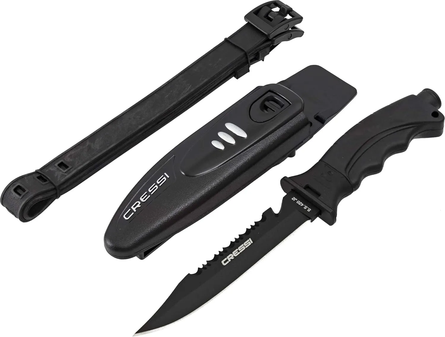 Cressi Borg, Long Blade Knife for Diving and Spearfishing Knife - Pointed & Blunt Tip
