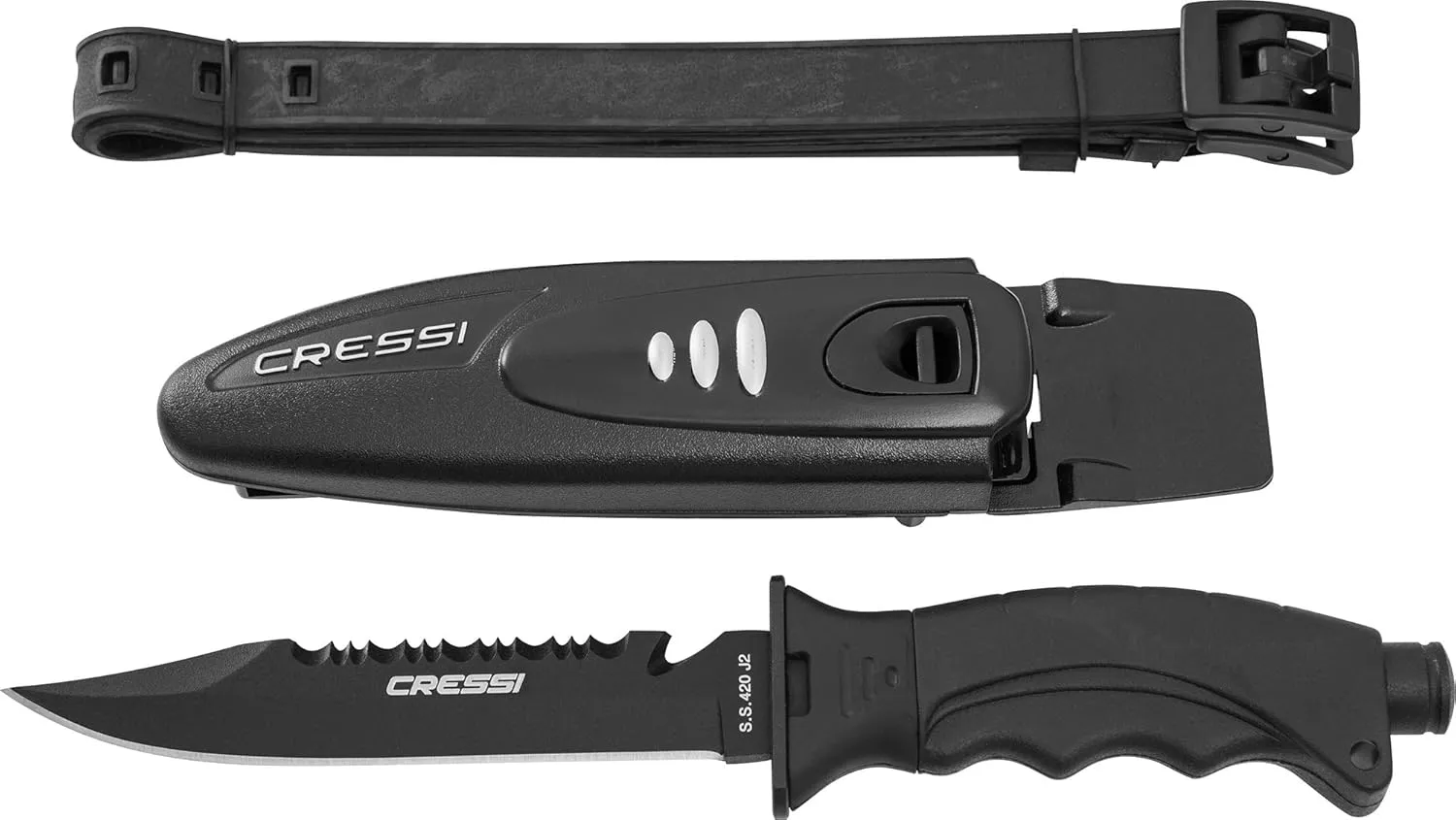 Cressi Borg, Long Blade Knife for Diving and Spearfishing Knife - Pointed & Blunt Tip