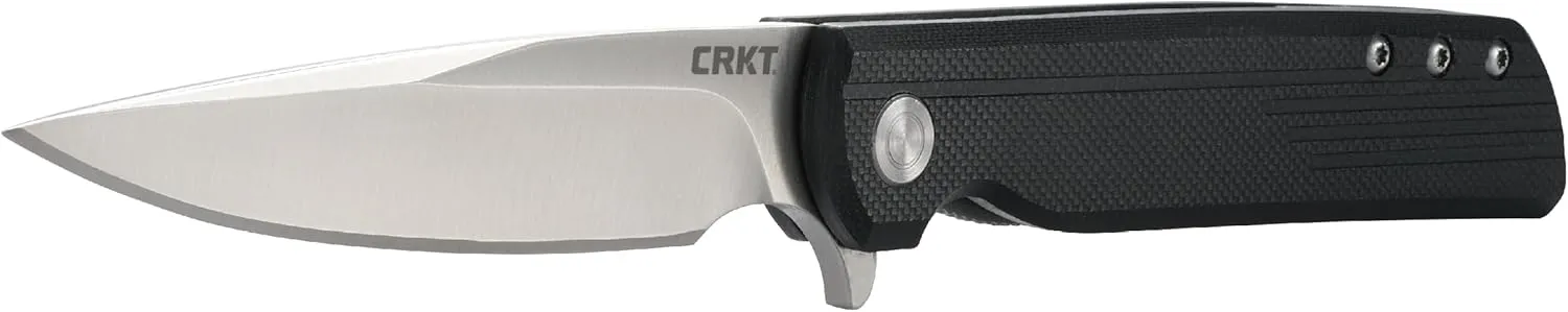 CRKT LCK   Folding Pocket Knife: Folder with Liner Lock, Drop Point Plain Edge Blade, Reinforced Nylon Handle with Pocket Clip 3801