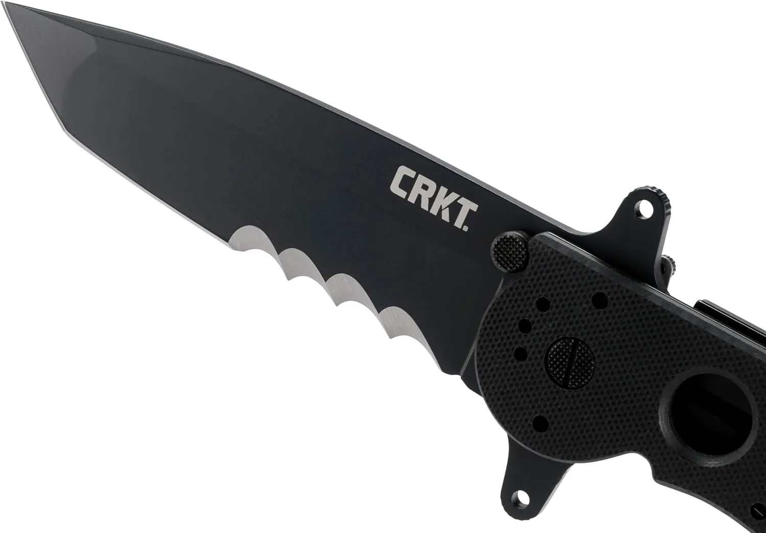 CRKT M16-14SFG EDC Folding Pocket Knife: Special Forces Everyday Carry, Black Serrated Edge Blade, Tanto, Automated Liner Safety, Dual Hilt, G10 Handle, 4-Position Pocket Clip
