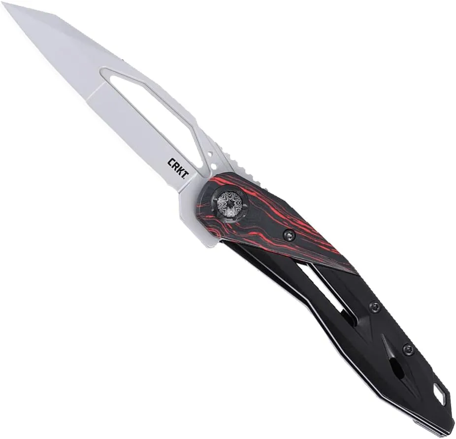 CRKT Nucleus Everyday Carry EDC Pocket Folding Knife with Frame Lock: 12C27 Plain Edge Blade, Stainless Steel w/G10 Overlay Handle, Pocket Clip, 5702