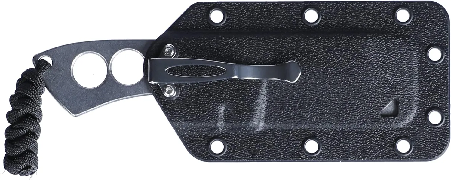 CRKT Razel Chisel Fixed Blade Knife: Everyday Carry Plain Edge, Stainless Steel Chisel Bevel w/Pocket Carry Sheath 2130,Silver