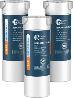 Crystala Filters XWF Water Filter, Compatible with GE XWF Refrigerator Water Filter, 3 Pack