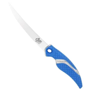 CUDA 6" Curved Boning 18833 Titanium Bonded Corrosion Resistant Stainless Steel Blade Fish Knife with Precision Ground Edge & Non-Slip Grip For Freshwater Use