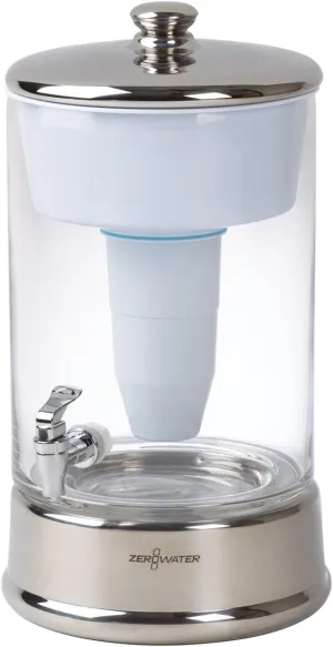 Culligan ZeroWater 40-Cup Ready-Pour 5-Stage Round Glass Water Filter Dispenser with 5-Stage 0 TDS Water Filter – IAPMO Certified to Reduce Lead, Chromium, and PFOA/PFOS