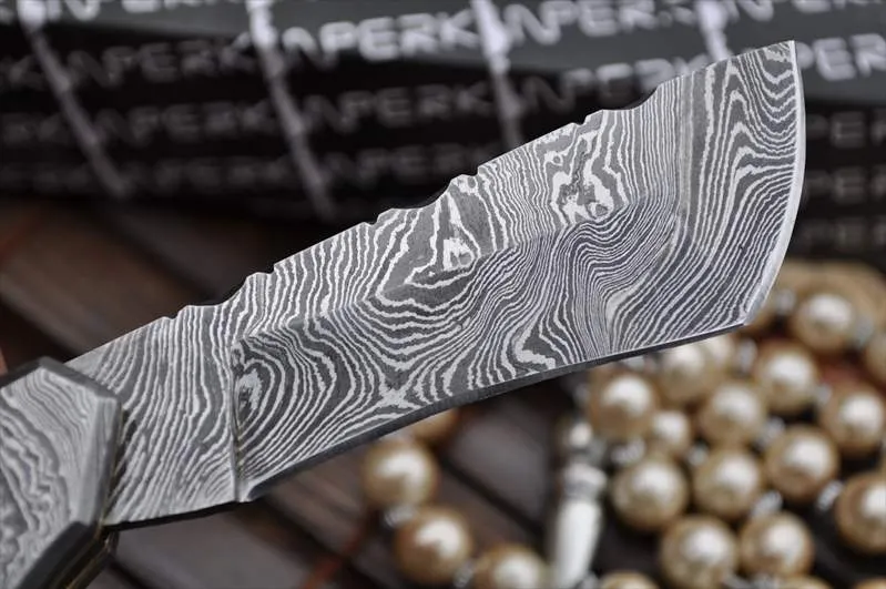 Custom made All Damascus Pocket Knife Damascus handle - By Koobi - For C amping and Bushcraft