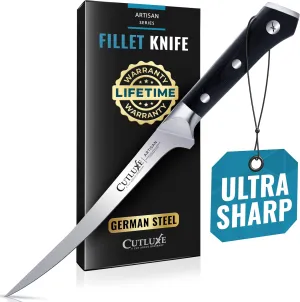 Cutluxe Fillet Knife for Fish & Meat – 7" Fish Knife for Filleting – High Carbon German Steel, Flexible, Full Tang & Ergonomic Handle Design – Artisan Series
