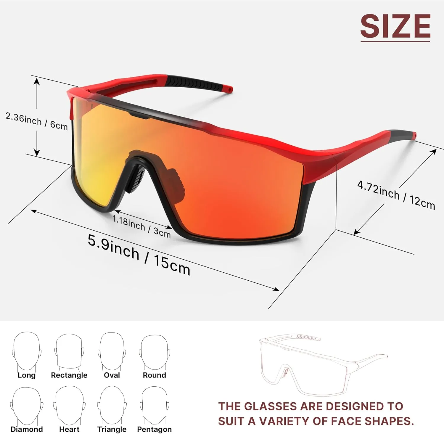 Cycling Glasses Polarized Sports Sunglasses for Men Women Youth Baseball Running Driving Golf