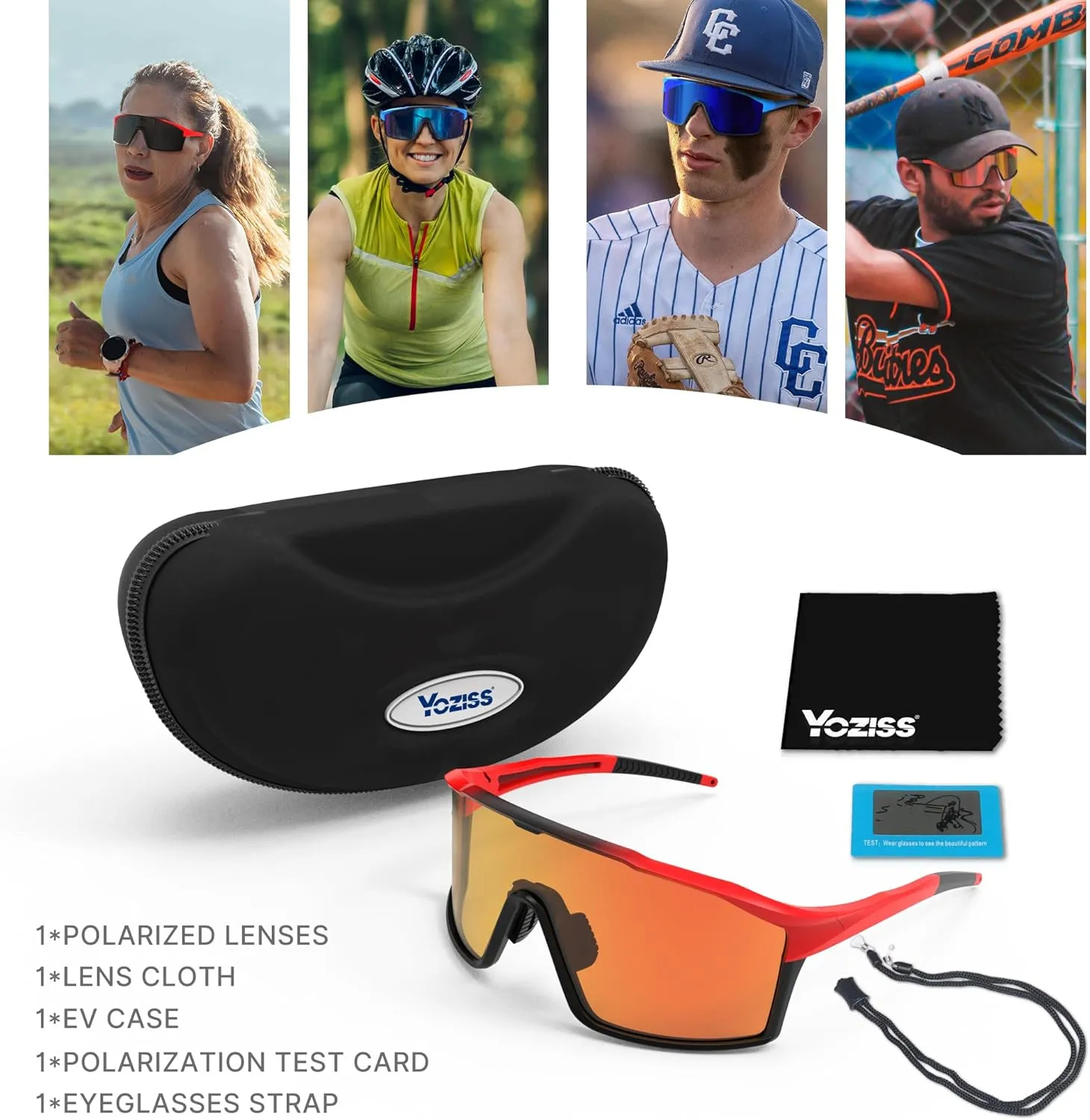 Cycling Glasses Polarized Sports Sunglasses for Men Women Youth Baseball Running Driving Golf