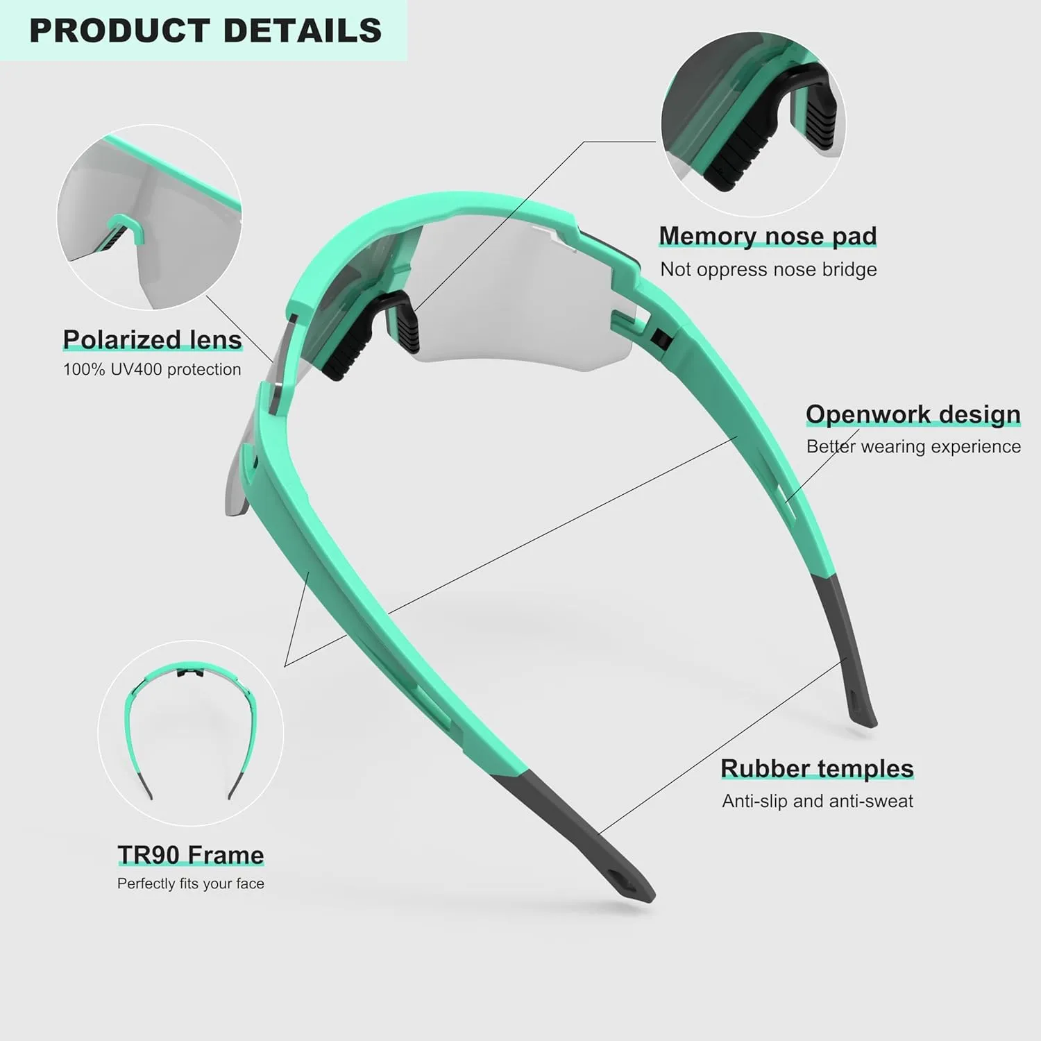 Cycling Glasses Polarized Sports Sunglasses for Men Women Youth Baseball Running Driving Golf