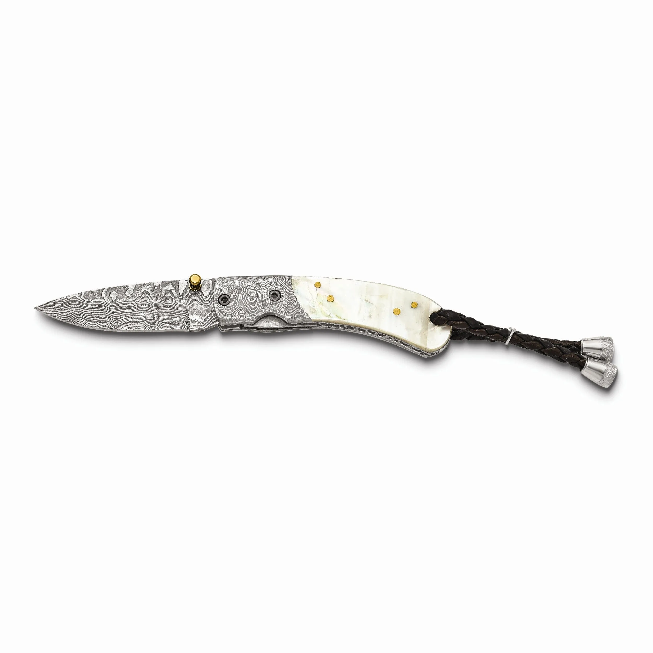 Damascus Steel 256 Layer Folding Blade Mother of Pearl Handle Knife