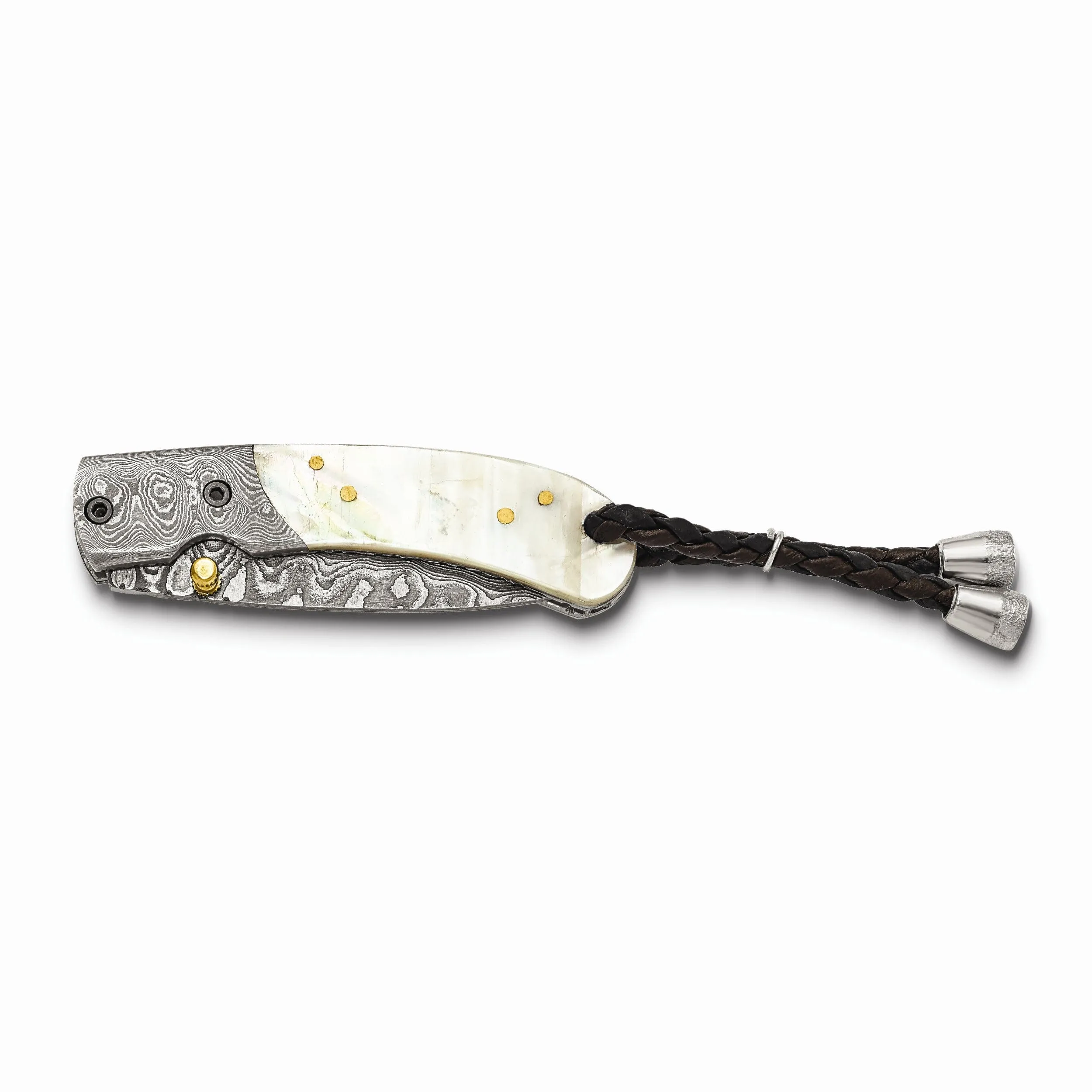 Damascus Steel 256 Layer Folding Blade Mother of Pearl Handle Knife