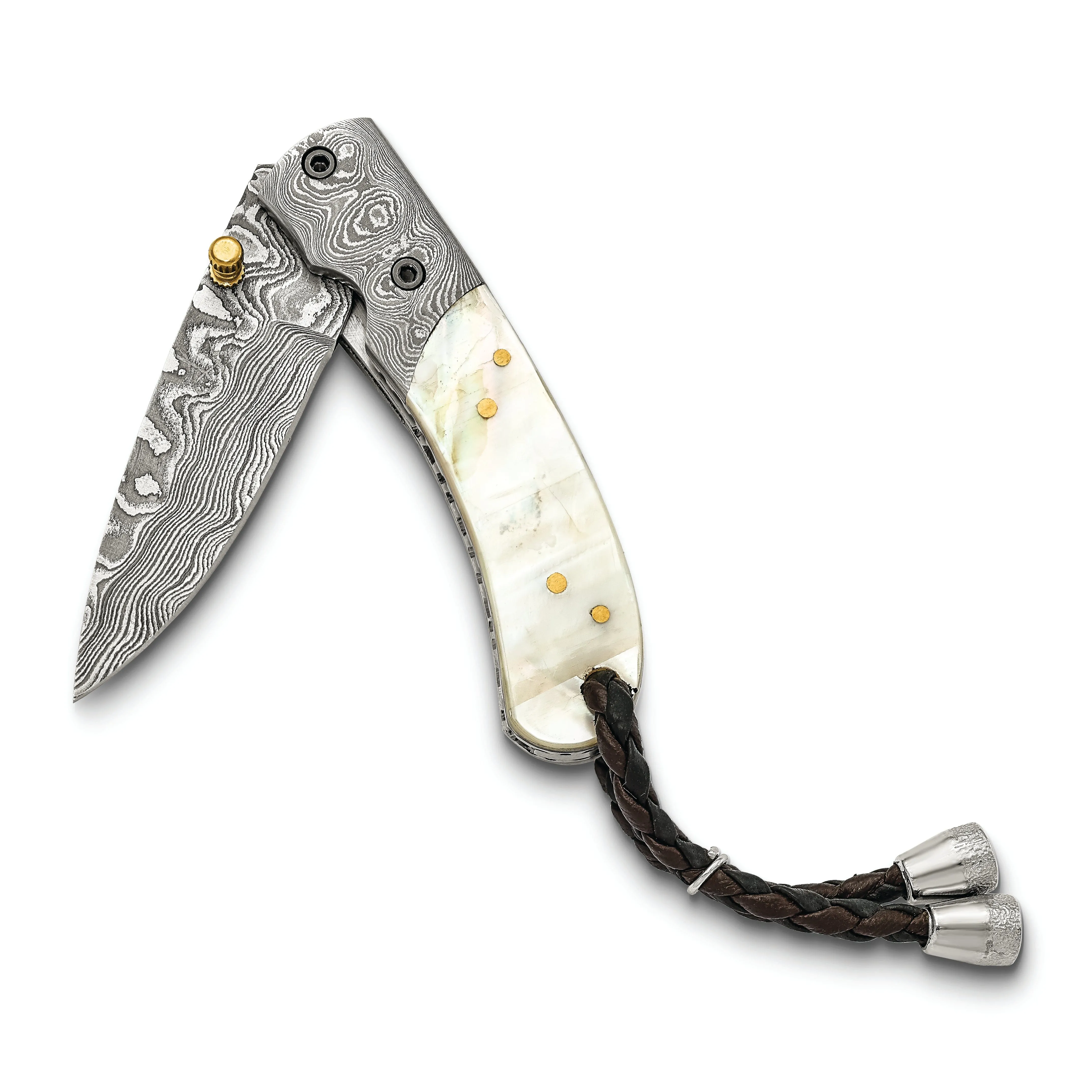 Damascus Steel 256 Layer Folding Blade Mother of Pearl Handle Knife
