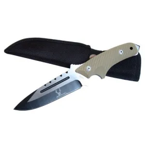 Defender Full Tang Two Tone Blade Bone Edge Hunting Knife G10 Handle with Sheath 6886