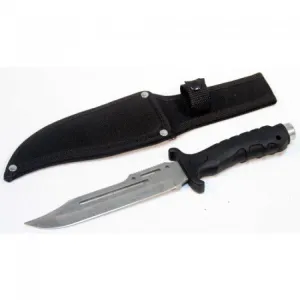 Defender Hunting Knife Black Handle and Black Sheath 6418