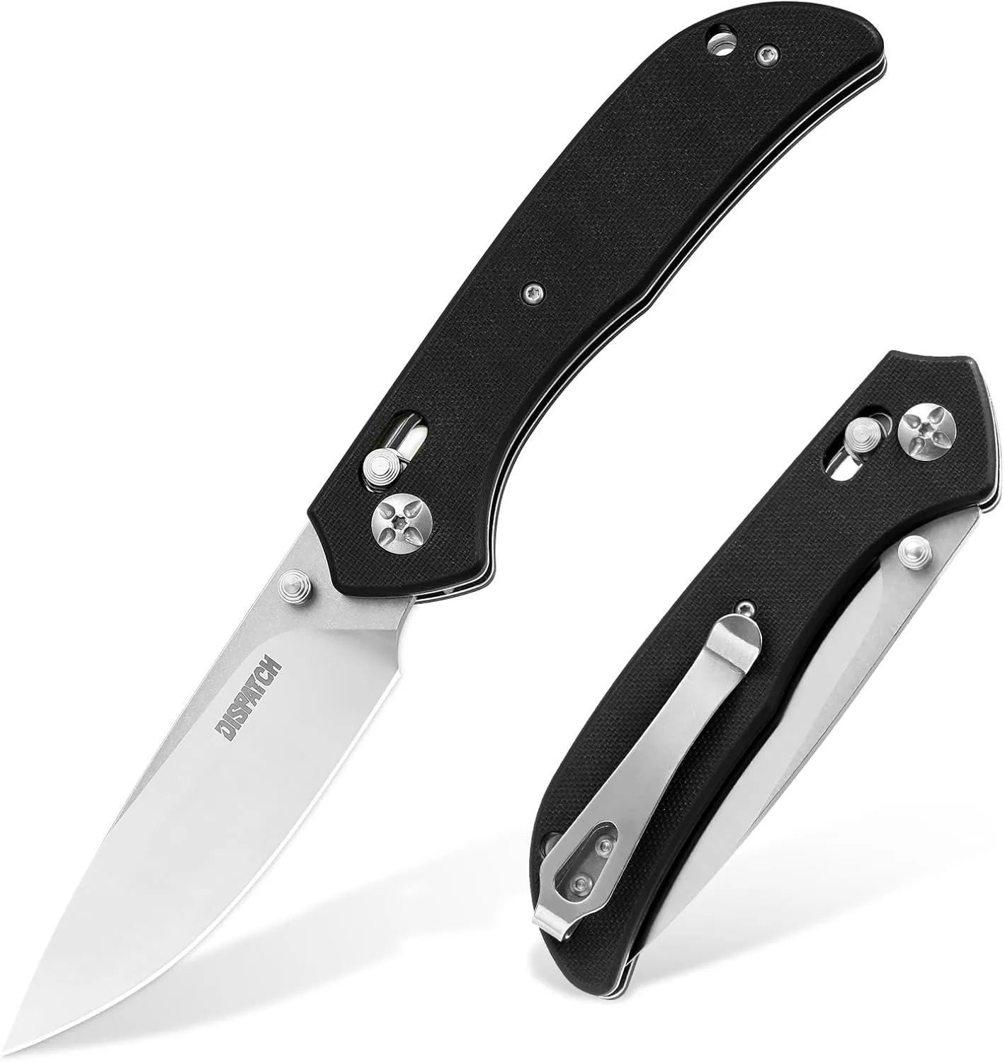 Dispatch Axis Lock Folding Pocket Knife with Clip, 3.58" 8Cr13MoV Steel Drop Point Blade and G10 Handle, Crossbar Lock Knives EDC Knife for Men Women Camping Hiking Survival Pocket Knife