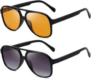 Dollger Retro Aviator Sunglasses for Women Men Classic Vintage Large Square Frame 70s 80s Sun Glasses